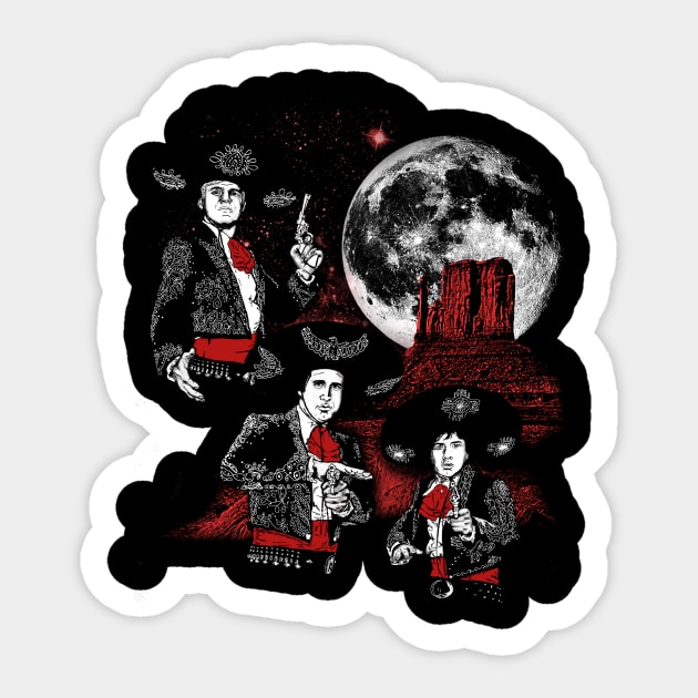 Three Amigos Moon Sticker by FiendishlyCruelArt